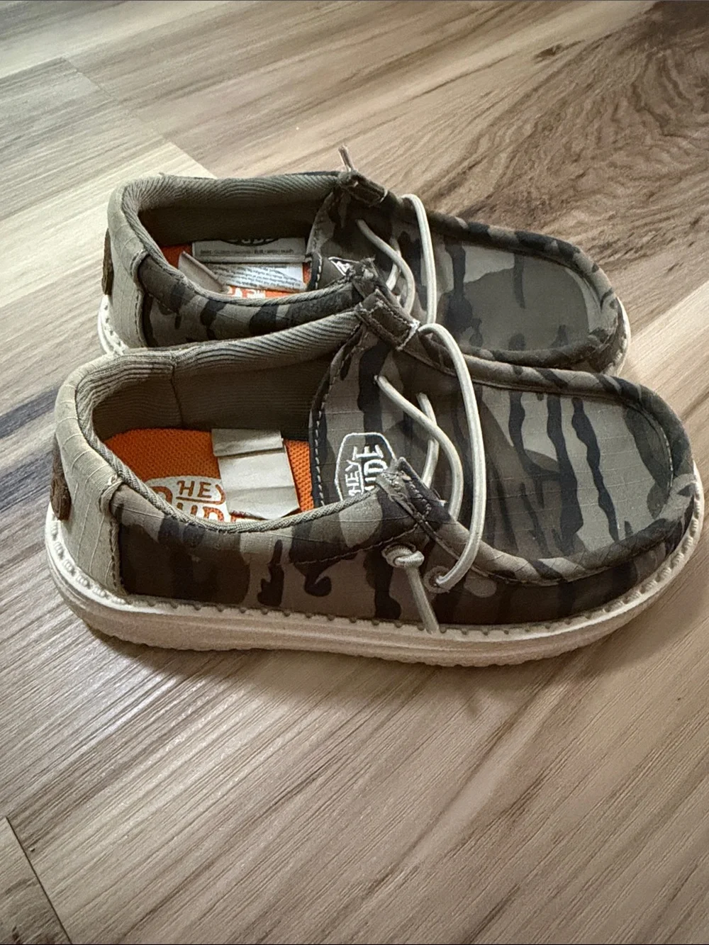 Hey Dude Kids Camo Slip-On Sneakers in Green and Tan